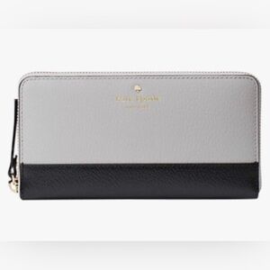 NEW Kate Spade Grand Street Lacey Continental Zip Around Wallet Black & Stone